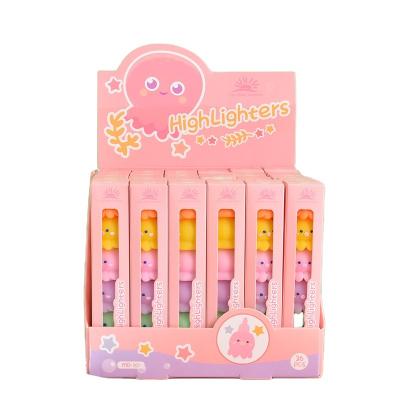 China Vivid Lovely Octopus Shape School Pen Painting Art Marker Pens 6 PCs Non-Toxic With Multi Colors Candy Color Highlighter Bar Mini for sale