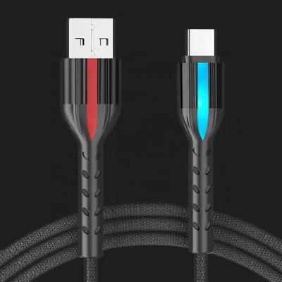 China Data Transmission Phone Charging Original High Speed ​​Type C Led Glow Phone Charger Smart Flowing Fast Charging Cable for sale