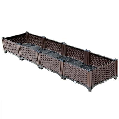 China Wholesale Modern Raised Box Rectangular Plastic Outdoor Self Planter Flower Garden Vegetable Raised Bed for sale