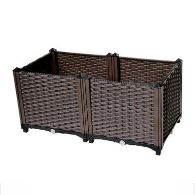 China Modern Outdoor Vegetables Planting Box Grass Flower Plant Pot Plastic Resin Square Planter Box for sale