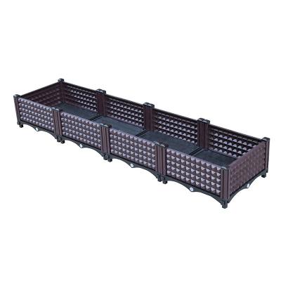 China Modern High Quality Rectangular Plastic Planter Growing Box for Vegetables Herbs Flowers Planting in Balcony Patio Yard for sale