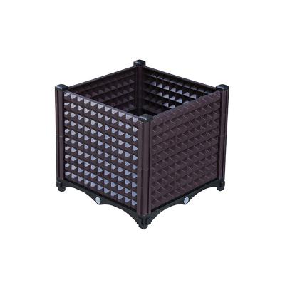 China Modern High Quality Plastic Square Garden Bed Planter Box Stackable Cheap Raised Garden Plant Bed for sale