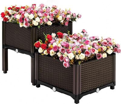 China Corrosion Resistance Plastic Box Flower Cheap Raised Plant Planter Planter Box Plastic Raised Garden Bed for sale