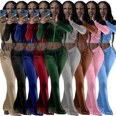 China Custom Made Viable Thick Top Joggers Rocket Long Sleeve Velvet Sweatsuit Two Piece Set Tracksuit For Women for sale