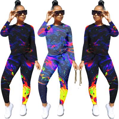 China Anti-pilling anti-pilling shirt and stacked pants set tie dye outfits tie up new arrival women's dye high neck two-piece set tops two-piece set sports rooms for sale