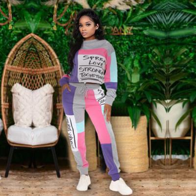 China Anti-pilling anti-pilling women fashion clothes 2020 winter letter printed casual sweat tops women two piece set clothing pants sets for women for sale