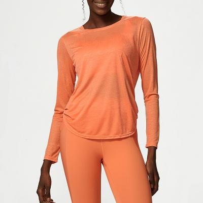 China Manufacturers Antibacterial Loose Long Sleeve Sports Quick-Drying Fitness Sports Long Sleeve Yoga Tops for sale