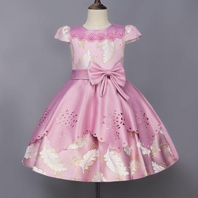 China Children's Breathable Princess Skirt Bubble Face Satin Dress Elegance Baby Dresses European Clothing Bridesmaids for sale