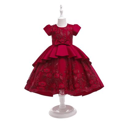 China Washable Kids Summer Elegant Evening Formal Dresses Printed Fairy Princess Wedding Party Dress For Girls Trailing Performance for sale