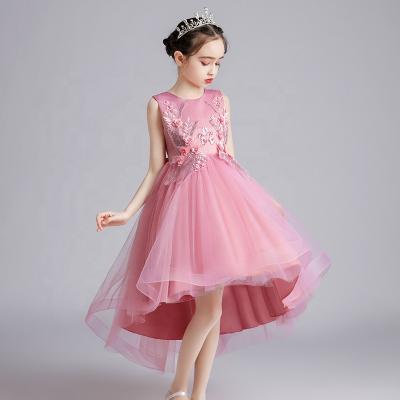 China Cute Breathable Pretty Children Princess Lace Up Sequin Floral Dresses Elegant Tutu Girls Sleeveless Dress for sale