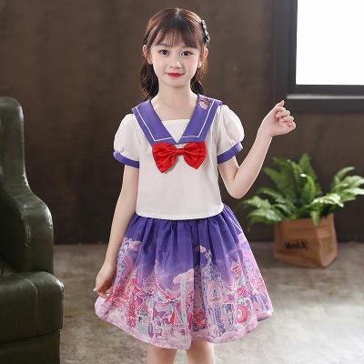 China Breathable colorful bowknot summer cute dress set children use jk girls school daily skirt for sale