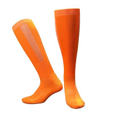 China Antibacterial High Quality Wholesale Orange Stripes Custom Football Socks for sale