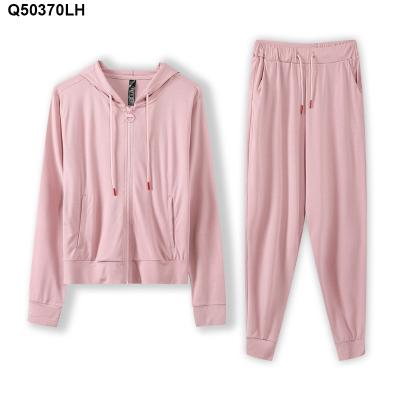 China QUICK DRY Custom Simple Cotton Ladies Tracksuits Loose Long Sleeve All Zipper Hoodie Pink for sale