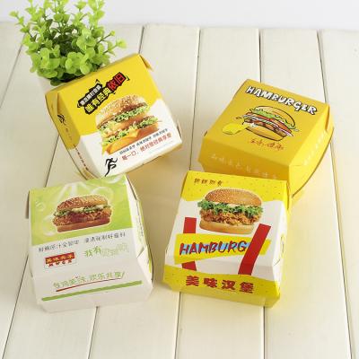 China Disposable Hamburger Paper Box Snack Food Packaging Disposable Free Folding Takeout Paper Box for sale