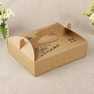 China Disposable Manufacturer kraft paper food packaging box French fried chicken takeaway kraft paper box for sale