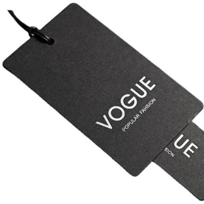 China Disposable Custom Design Disposable Black Card Paper Apparel Label Tag With Silver Stamping for sale