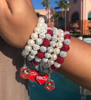 China Other Custom Deltaa Sigma 1913 Red Theta Beads Beads DST Bracelets DIVA Charm Girl Bracelets Greek Organization Bracelet for sale