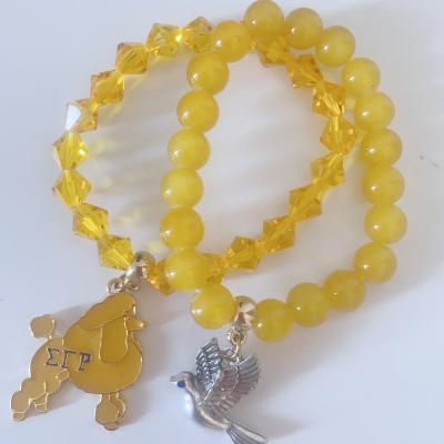 China Other Custom Greek Letters Charm Yellow Sorority Bracelet Charm Beads Bangle Designer Bracelet for sale