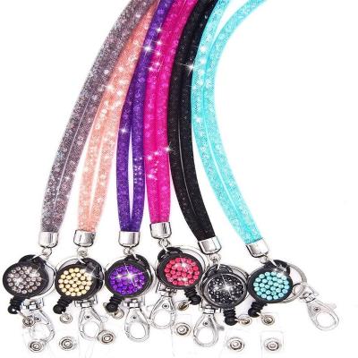 China Eco-Friendly ID Card Lanyard Strap Bling Crystal ID Card Holder Bling Badge Holder for sale