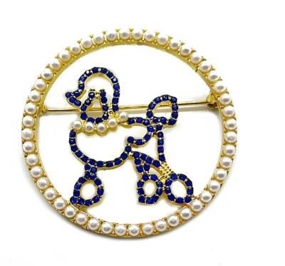 China Custom Society Greek SIGMA ALLOY Letter RHO Sorority Symbol Metal Poodle Rhinestone Jewelry Brooch GAMMA Pin for sale