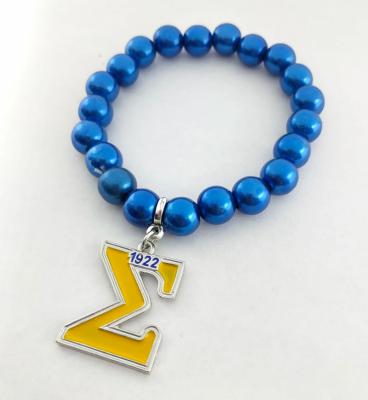 China Custom Rho Gamma Handmade Elastic Blue Yellow Other Sigma Beads Poodle Charm Bracelets Greek Sister Sorority Jewelry for sale