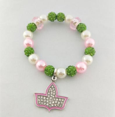 China Other Custom Design Charity Design Pink Green Deltaa Sorority Greek Letters Charm Sorority Fashion Bracelet for sale