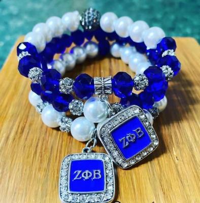 China The other Zetaa Phi Betaa Greek Charm ZPB Sisters Association custom alphabet charm soror bracelet for sale