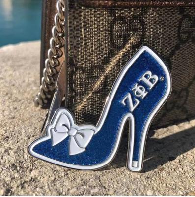 China ALLOY shoes sigma Rho brooches women custom heeled gamma brooch high pin gifts for sale