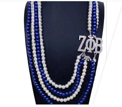 China Custom Cute Women's ZPHIB Sorority Company Doved Metal Charm Pearl Multilayer Long Chain Necklace for sale