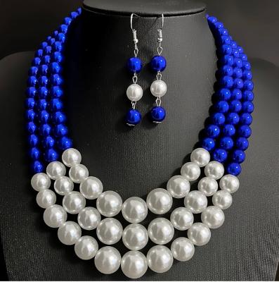 China Cute Custom Different Greek Blue Multilayer Bead Multi-Layer Sorority ZPB Color Bead Necklace Beaded Necklace Cute Beaded Scarf for sale