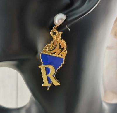 China Cute custom sigma gamma enamel Rho Letter Blue ZB Soror Phi Sorority Fratenity Earring Greek Service Jewelry for sale