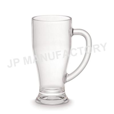 China Transparent 17oz Unbreakable Backrest Polycarbonate Plastic Beer Mug Tumbler With Handle for sale