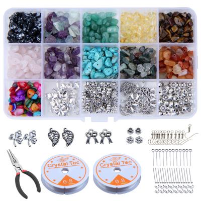 China DIY Jewelry Making Amazon 15 Colors Gemstone Natural Stone Beads Box Set For Bracelet Jewelry Making Crystal for sale