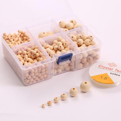 China Amazon DIY Slots 6 1200 Pcs Natural Wooden Unfinished Wooden Beads For Jewelry Making Garland Keychain Bracelets Crafts for sale