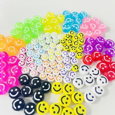 China Making Jewelry Necklace Bracelet Wholesale 4*7 6*10mm Acrylic Plastic Beads To Make Jewelry Bracelet Necklace DIY Plastic Happy Face Beads Acrylic Smile Beads for sale