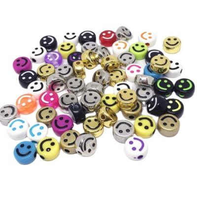 China Making Jewelry Necklace Bracelet Wholesale 10mm Acrylic Plastic Beads To Make Jewelry Bracelet Necklace DIY Happy Plastic Face Beads Acrylic Smile Beads for sale