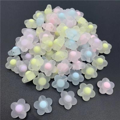 China DIY Jewelry Matte Frosted Flower Beads 17mm Acrylic Wholesale For Making DIY Necklace Earrings Accessories Transparent Flower Shape Beads for sale