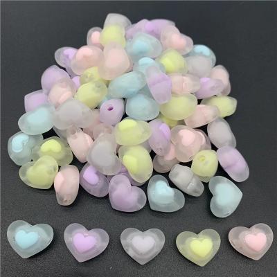 China Wholesale 17mm Jewelry DIY Acrylic Spacer Beads For Jewelry Making DIY Necklace Earrings Accessories Heart Shape Transparent Frosted Beads for sale