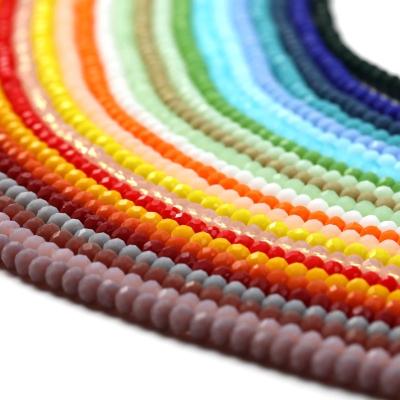 China Crystal Beads For Jewelry Making Mixed Color Crystal Beads For Jewelry Making 4/6/8mm Round Flat Faceted Crystal Glass Rondelle Loose Spacer Bead for sale