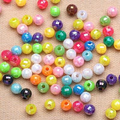 China Jewelry DIY 6mm Color Facet AB Acrylic Beads Loose Spacer Round Ball Beads For Jewelry Making DIY Plated Beads for sale