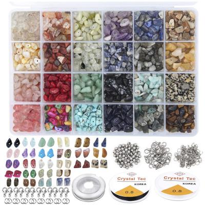 China DIY Jewelry Making Amazon 24 Colors Gemstone Natural Stone Beads Box Set For Bracelet Jewelry Making Crystal for sale