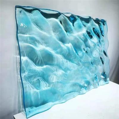 China Colorful Patterns / Strong Texture New Design Decorative Building Melted Glass Art Pattern Stain Hot Melt Tempered Glass for sale