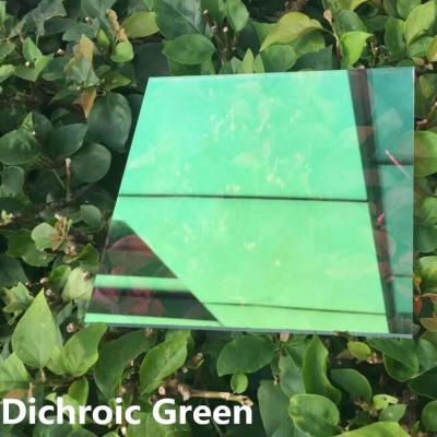 China 6mm High Temperature High Pressure Resistant Glass Art Iridescent Dichroic Coated Green for Building Decoration for sale