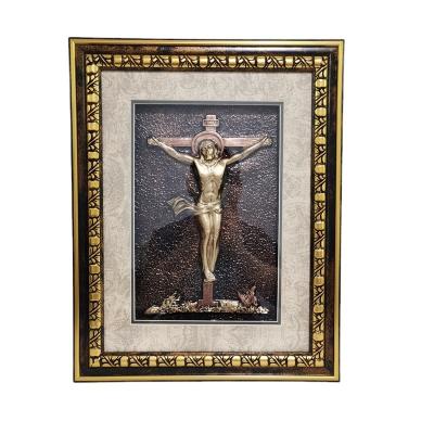 China RTS Jesus Cross Mary Last Supper Traditional Small Size Religious Arts Framed Air Parcel Fast Shipping 3d Carpet Panel for sale