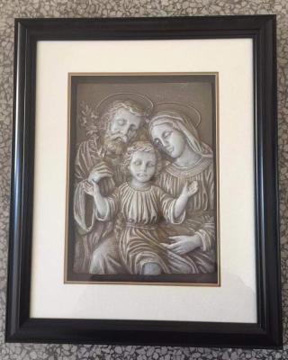 China Traditional HOLY FAMILY Frame Home Decor Items Wall Arts 3D Framed Religious Holy Arts Family Warts Patterns for sale