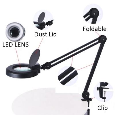 China Hot Selling Cool Office Clip Light LED Style Desk Lamp Lamp Magnifying Desk With White And Black Color Magnifying Table Lamp for sale