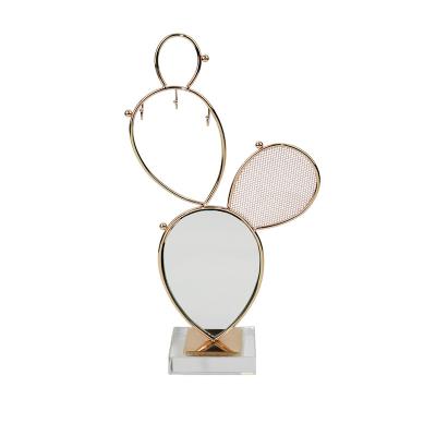 China New Design Eco-friendly Gold Cactus Shape Beautiful Metal Jewelry Display Stand Set For Women Use for sale