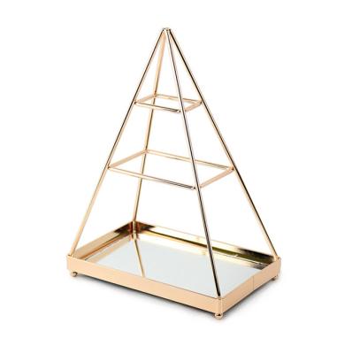 China Eco-friendly Unique Design Triangle Shape Jewelry Storage Rack Holder Customizable Jewelry Rack Gold Jewelry Holder for sale