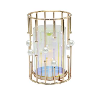 China ECO-frendly wholesale wedding nordic cylindrical candle holder with pearls for sale