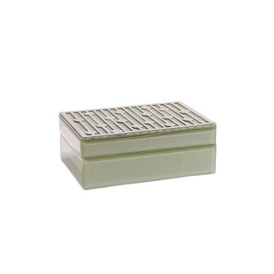 China Custom Made Eco-friendly Fashion Cheap Vintage Green Large Travel Jewelry Packaging Box For Women for sale